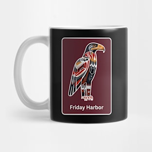 Friday Harbor Washington Native American Indian American Red Background Eagle Hawk Haida Mug